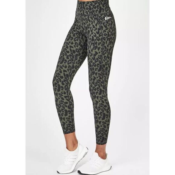 Sweaty Betty Zero Gravity High Waisted 7/8 Running Leggings Olive Leopard Print - Picture 1 of 12